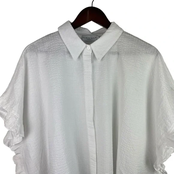 Harshman | Darcy White Seersucker Ruffle Top New - Picture 2 of 10